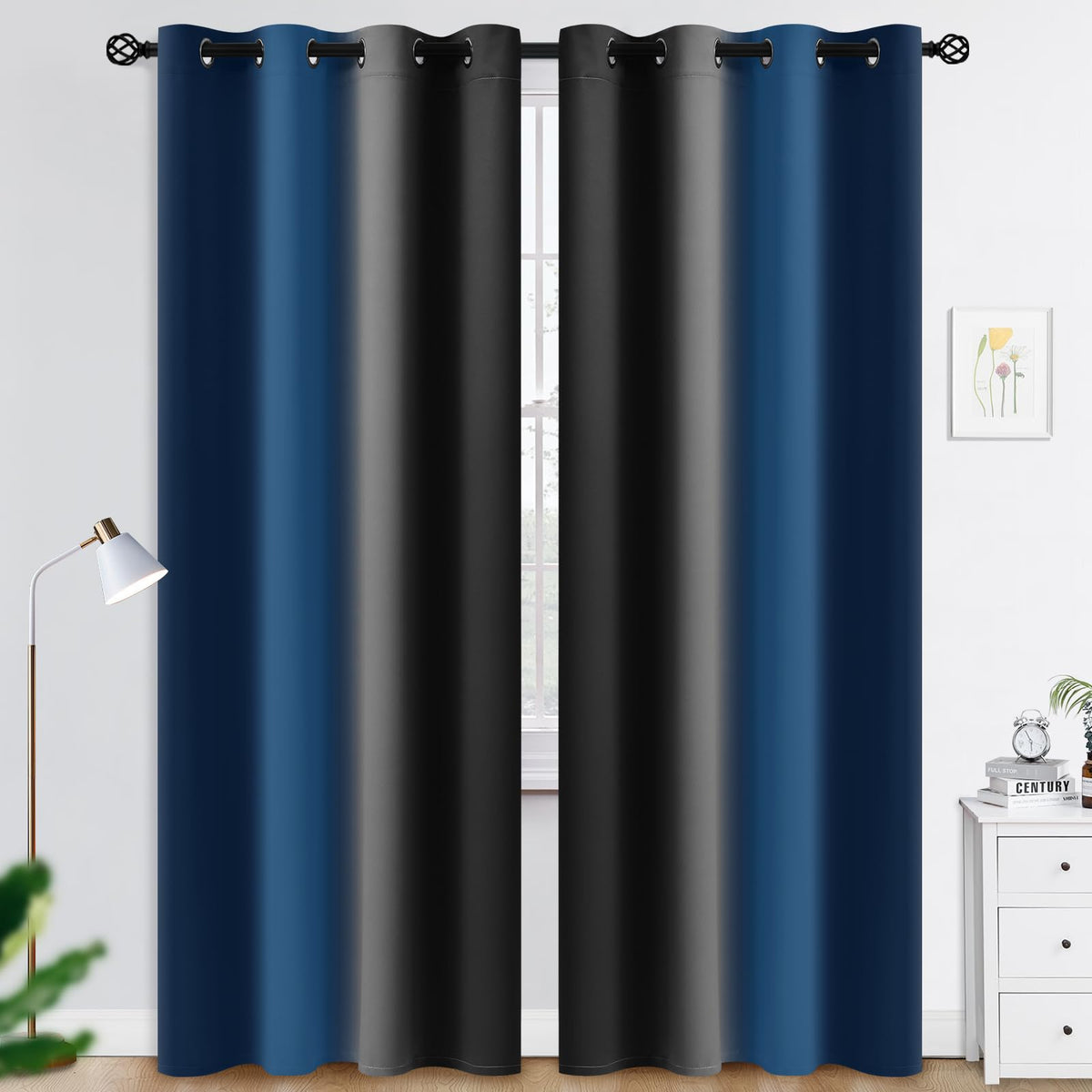 COSVIYA Grommet Room Darkening Ombre Purple Curtains W52xL63 inch