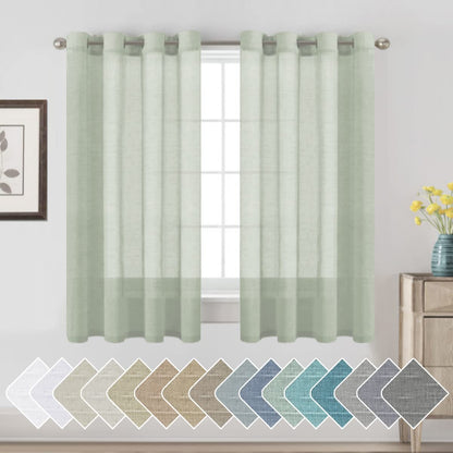 H.VERSAILTEX Natural Linen Sheer Curtains 84" 2 Panels Grommet