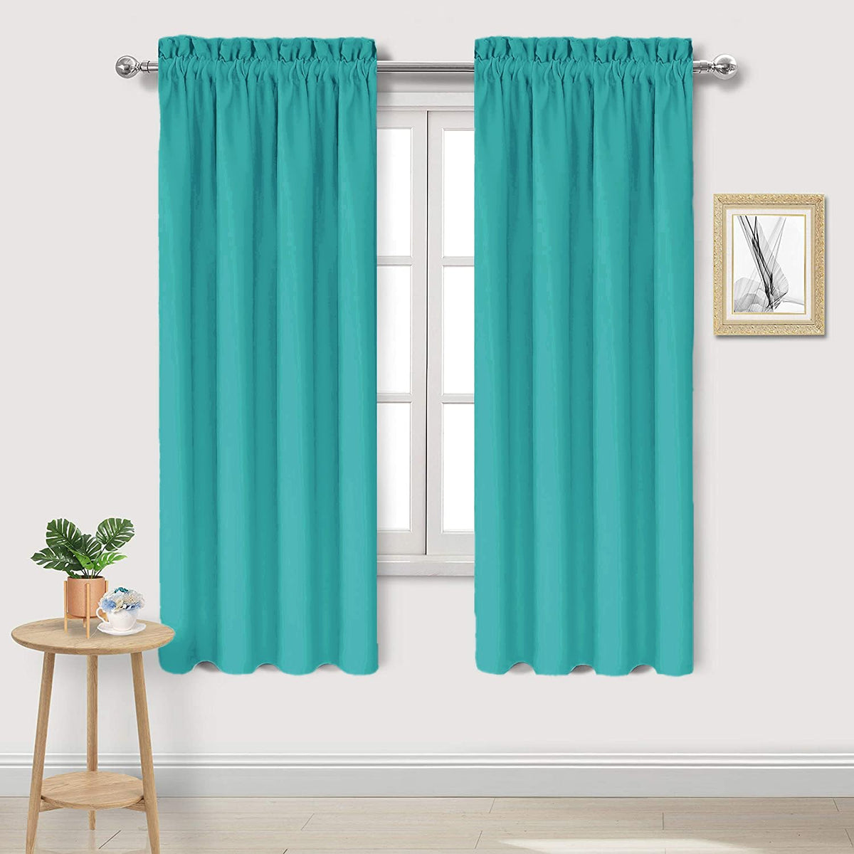 DWCN Blackout Curtains for Bedroom Living Room 42 x 63 Inch Long Black
