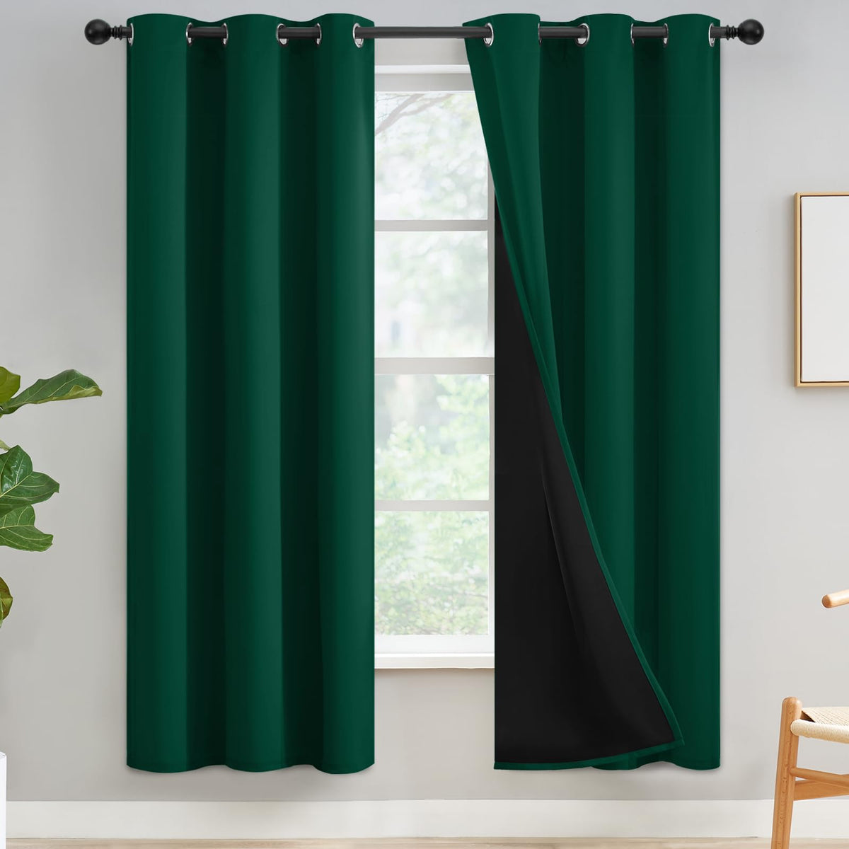 Yakamok Burgundy Red Blackout Curtains 84 inches Long for Bedroom 38" Wide