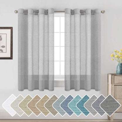 H.VERSAILTEX Natural Linen Sheer Curtains 84" 2 Panels Grommet