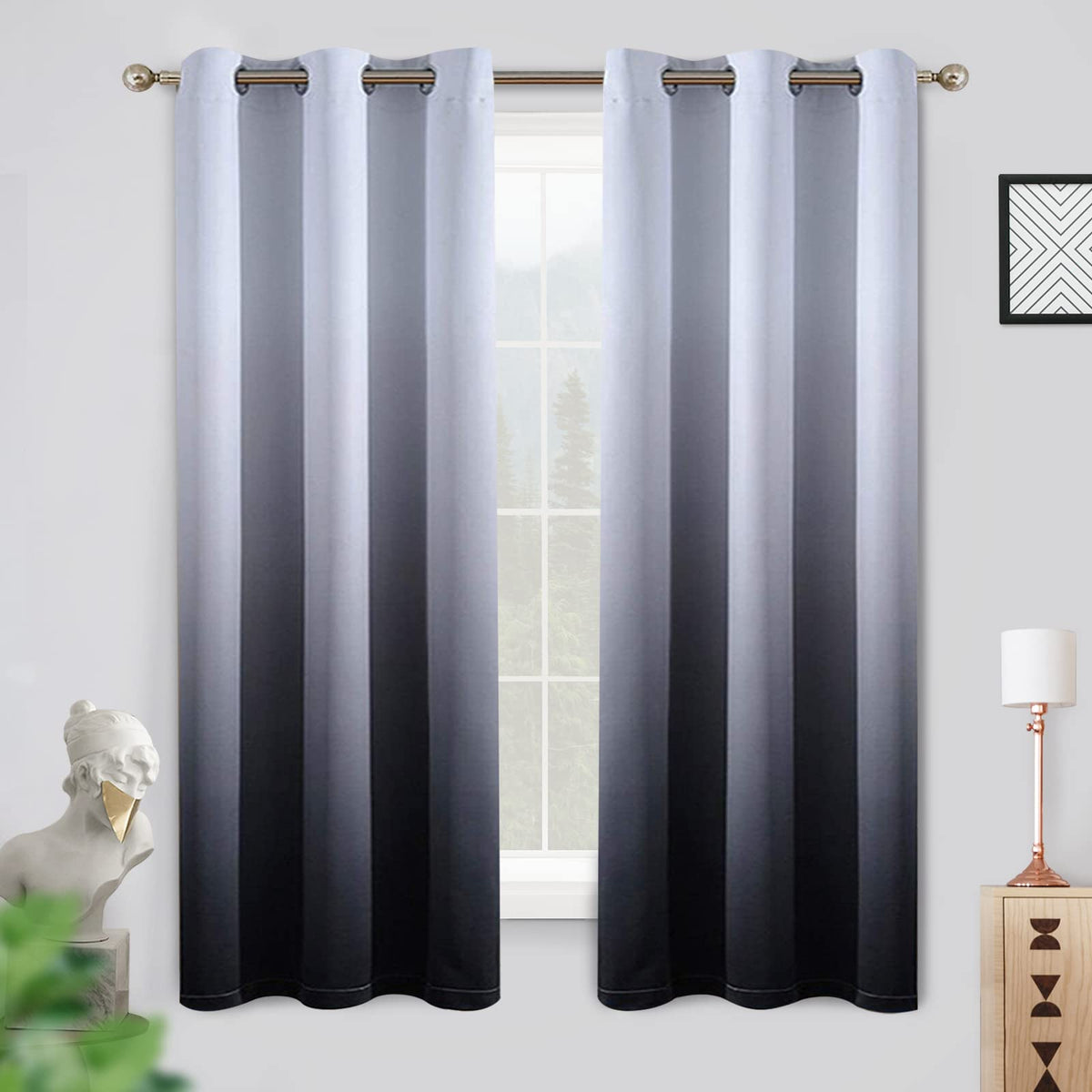 COSVIYA Grommet Room Darkening Ombre Purple Curtains W52xL63 inch