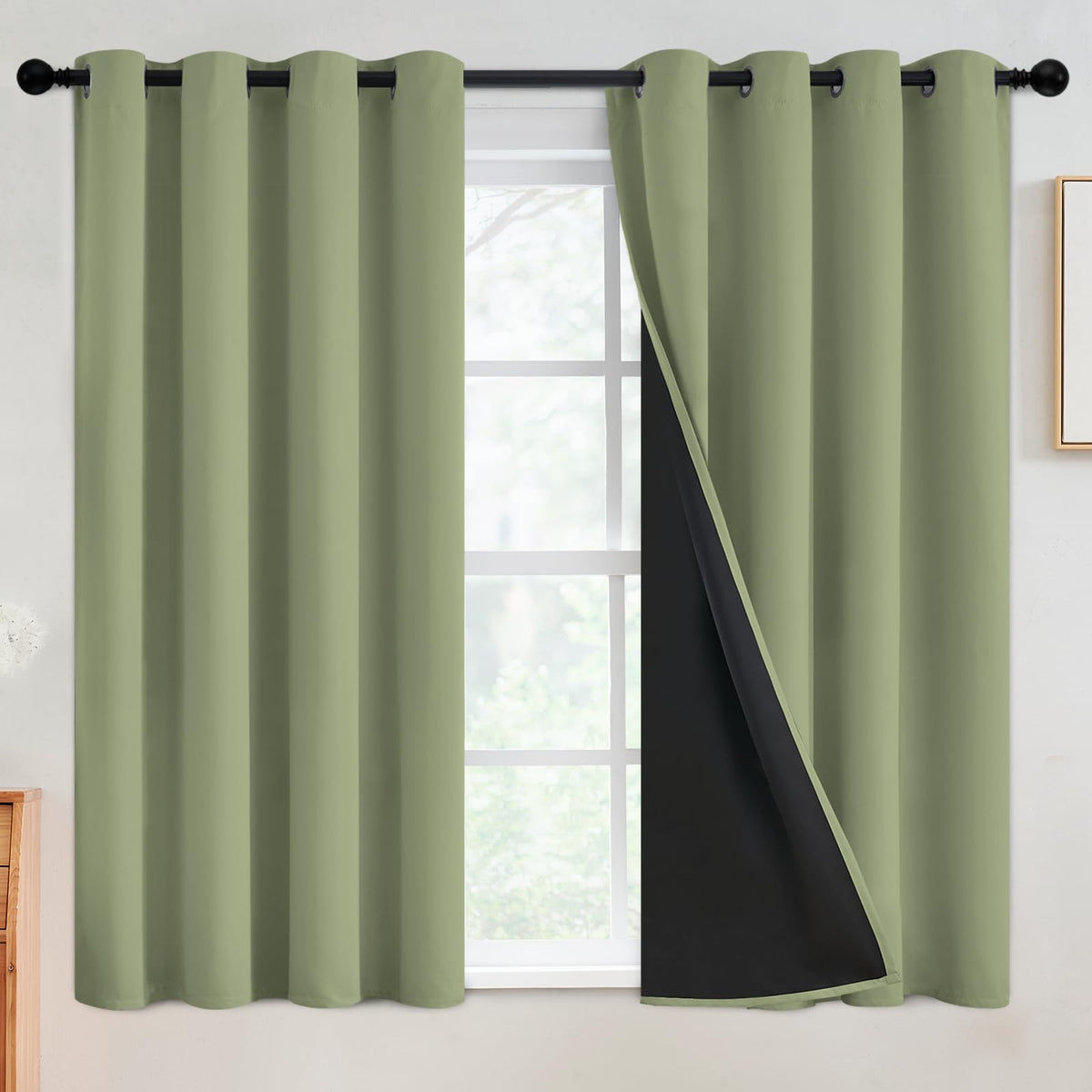 SimpleHome Cream 100% Blackout Curtains Room Darkening Living Room 84 Inch
