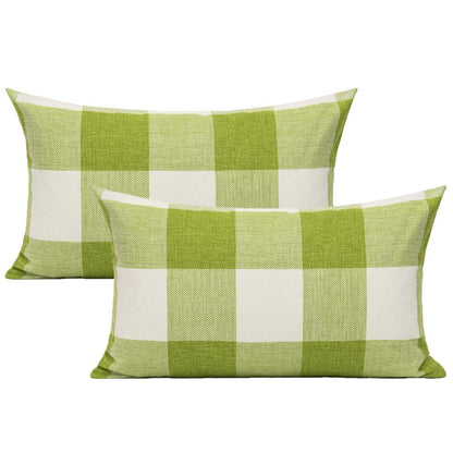 VAKADO Outdoor Plaid Throw Pillow Covers 18x18 Set of 2, Black & White