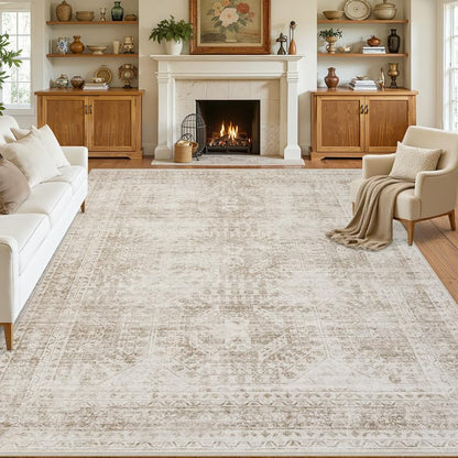 8x10 Area Rugs Living Room: Bedroom Neutral Washable Carpet Beige