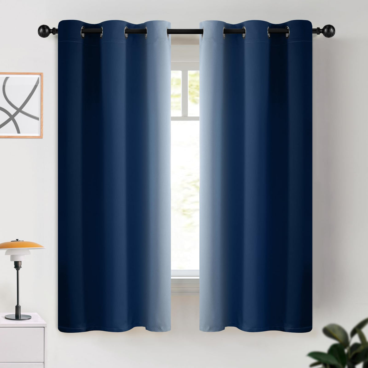 COSVIYA Grommet Room Darkening Ombre Purple Curtains W52xL63 inch