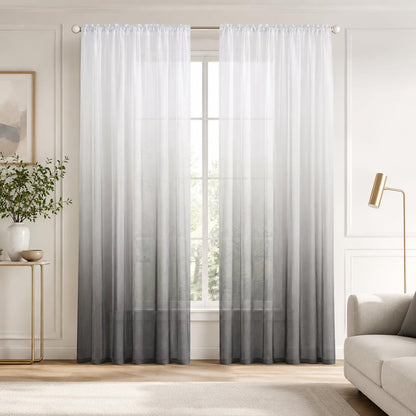 Deconovo Light Filtering Sheer Curtains 72 Inches Long for Living Room