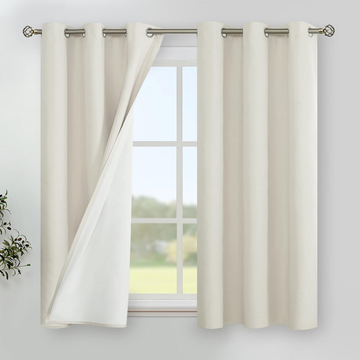 YoungsTex Black Blackout Curtains for Bedroom, Thermal Drapes Heat Blocking