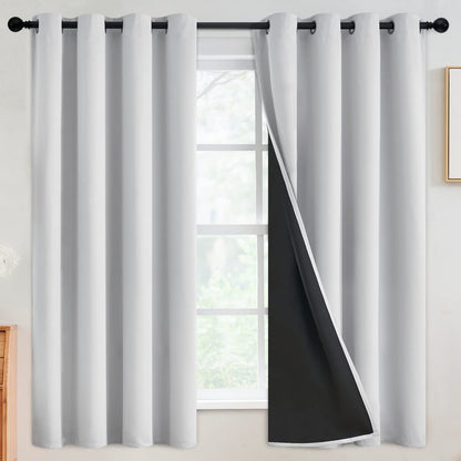 SimpleHome Cream 100% Blackout Curtains Room Darkening Living Room 84 Inch