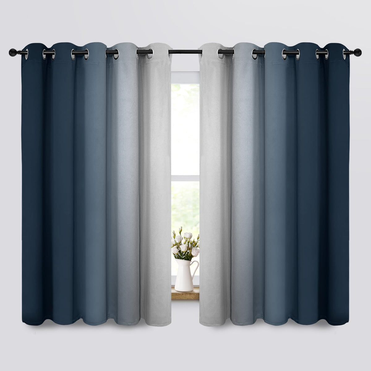 COSVIYA Grommet Room Darkening Ombre Purple Curtains W52xL63 inch