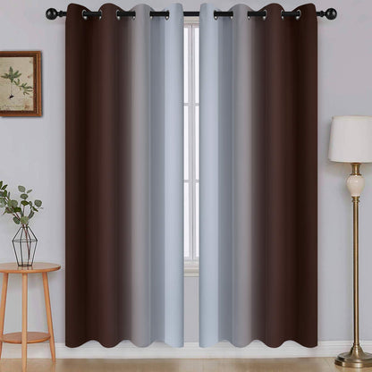 SimpleHome Ombre Black to Grey White Curtains for Living Room 52Wx84L