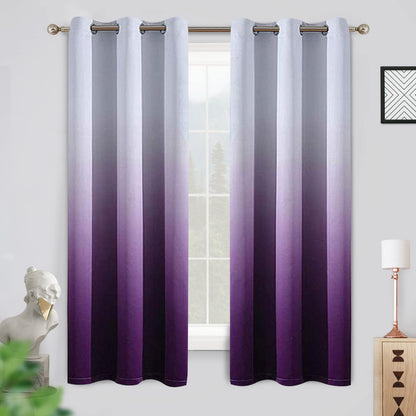 COSVIYA Grommet Room Darkening Ombre Purple Curtains W52xL63 inch