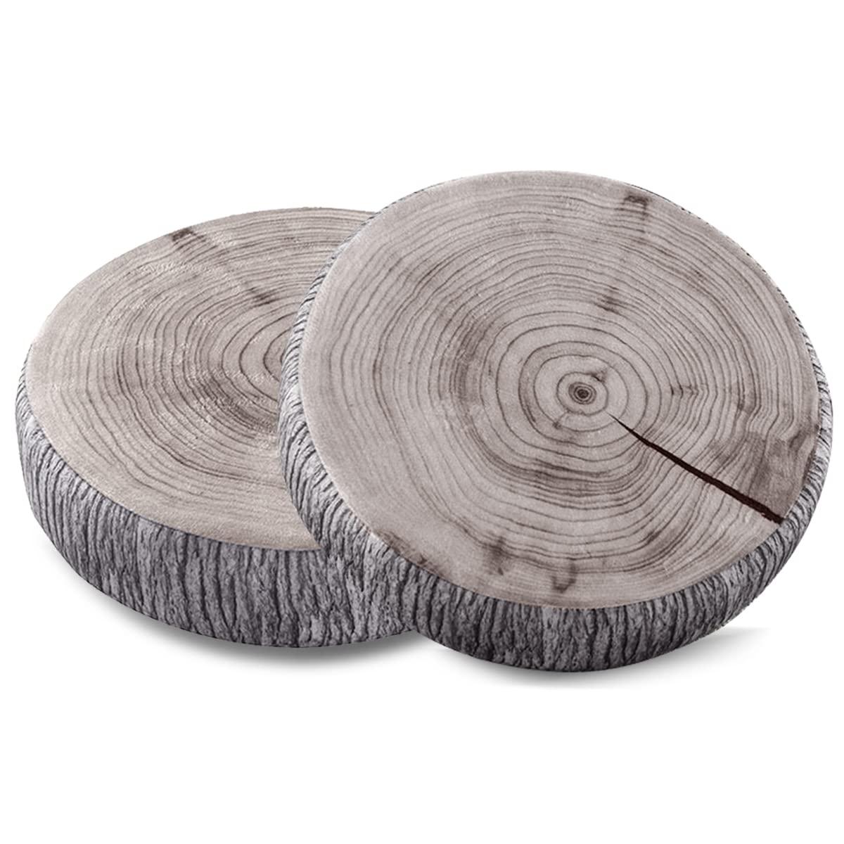HYSEAS Decorative Round Throw Pillow, 3D Digital Print Comfortable Funny Cute Wood Log Pillow Circle Seating Floor Cushion for Home, Couch, Sofa, Bedroom, Stump, 14 x 2.75 Inch, 1 Pack