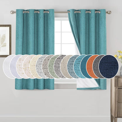 PrinceDeco Natural Linen Curtains 100% Blackout Linen Curtains for Bedroom Full Blackout Curtains 84 Inches Long Living Room Thermal Insulated Light Blocking Curtain Drapes White Backing, 2 Panels