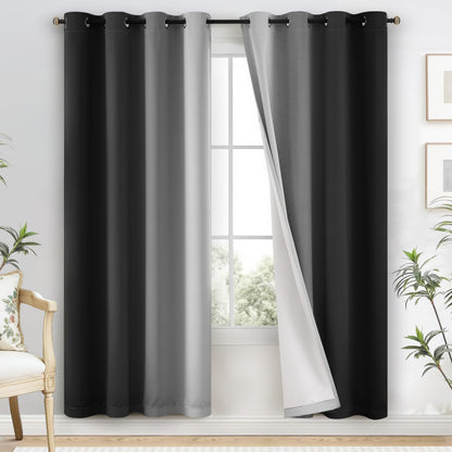 Yakamok Ombre Curtains Blue and Greyish White for Living Room,52Wx84L