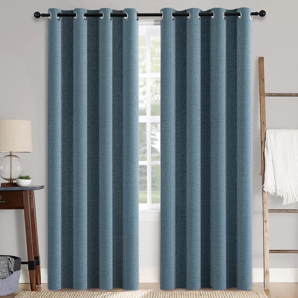 MIULEE 100% Blackout Linen Curtains for Bedroom 52x84 Inches Natural Beige