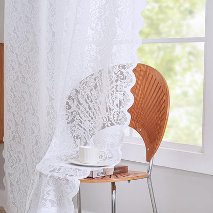 ALIGOGO Black Lace Curtains for Living Room, Gothic Decor, 52W x 84L Inch