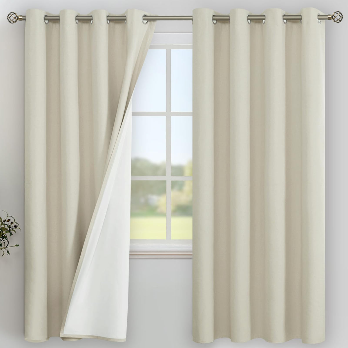 YoungsTex Black Blackout Curtains for Bedroom, Thermal Drapes Heat Blocking