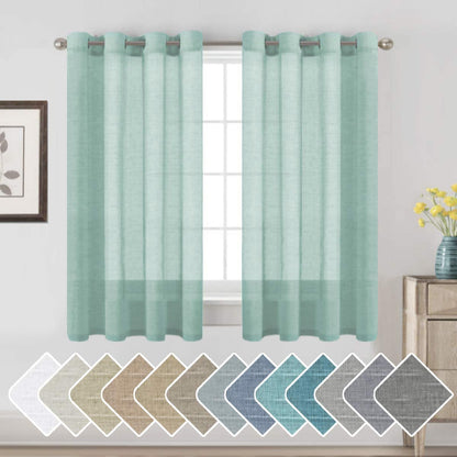 H.VERSAILTEX Natural Linen Sheer Curtains 84" 2 Panels Grommet