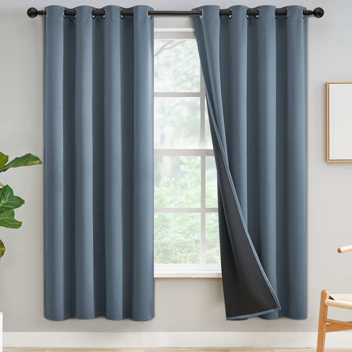 Yakamok Burgundy Red Blackout Curtains 84 inches Long for Bedroom 38" Wide