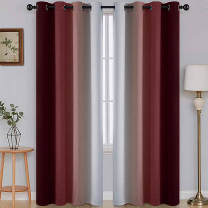 SimpleHome Ombre Black to Grey White Curtains for Living Room 52Wx84L