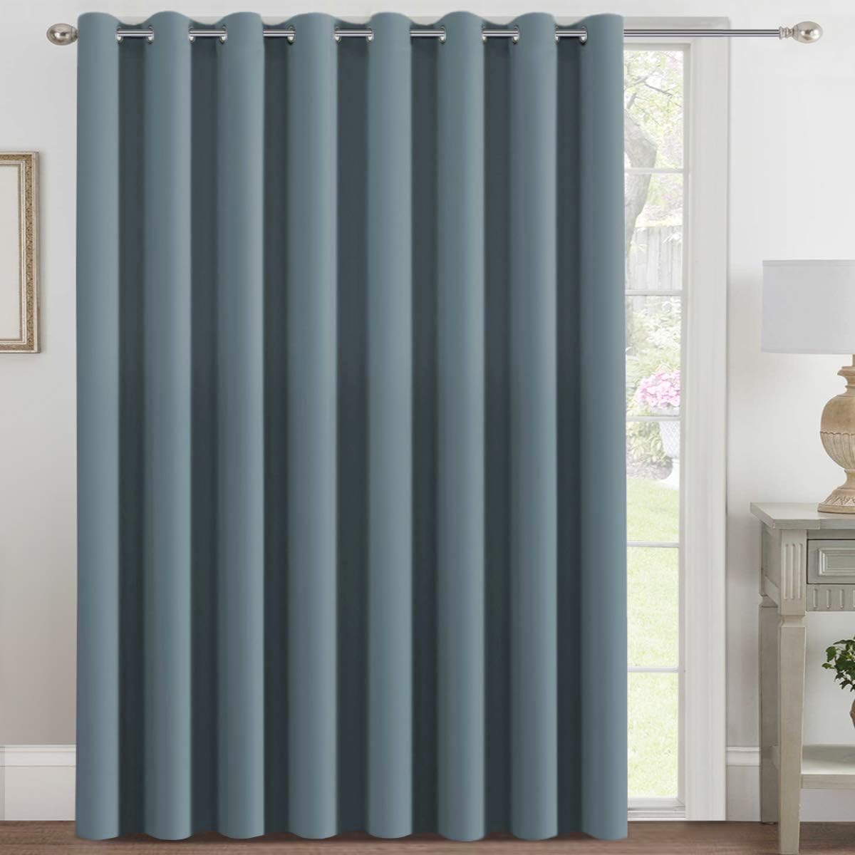 H.VERSAILTEX 100% Blackout Curtains for Bedroom Black Out Curtains 96 inch Thermal Insulated Long Blackout Curtains for Living Room, Energy Saving Curtains for Patio Door Grommet (1 Panel, Jet Black)