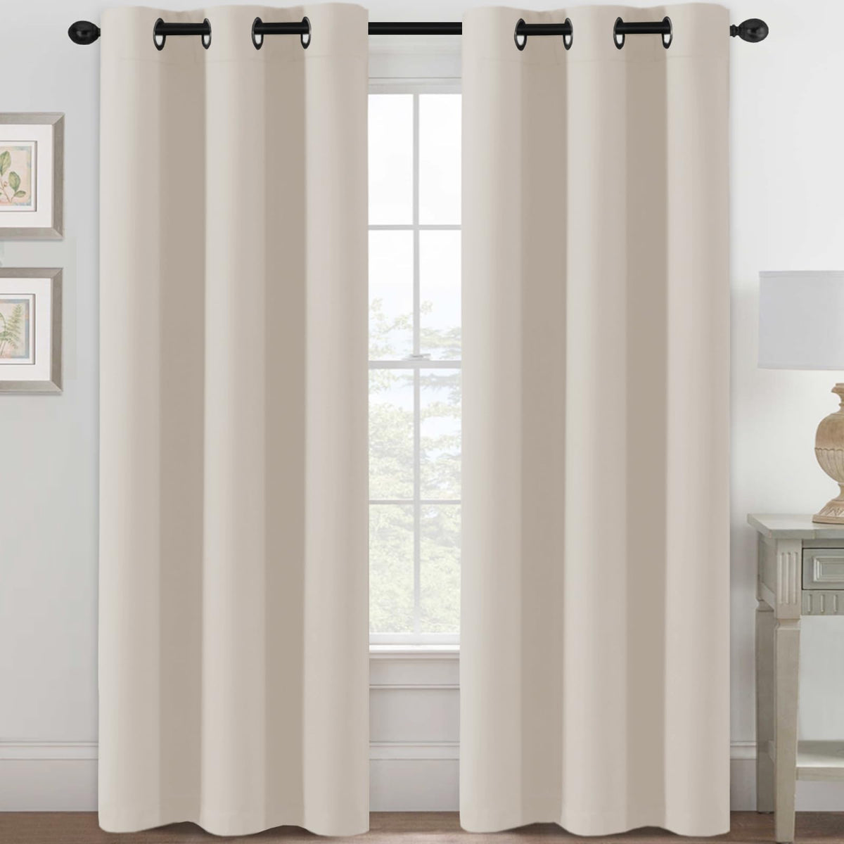 H.VERSAILTEX Blackout Curtains for Bedroom Thermal Insulated Room Darkening Living Room Curtains 63 Inch Long Grommet Privacy Protection Window Curtain Panels/Drapes for Nursery,2 Panels,Ivory/Cream