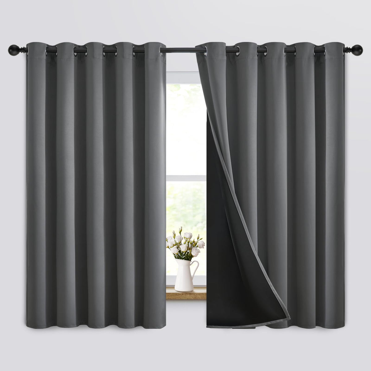 Yakamok Burgundy Red Blackout Curtains 84 inches Long for Bedroom 38" Wide