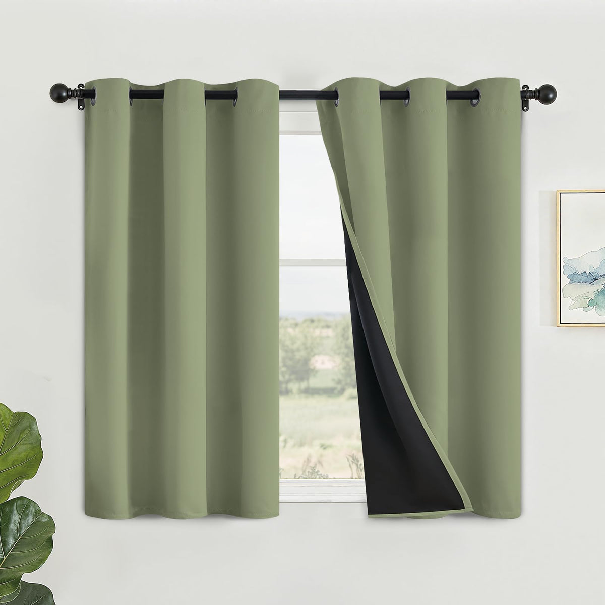 SimpleHome Cream 100% Blackout Curtains Room Darkening Living Room 84 Inch