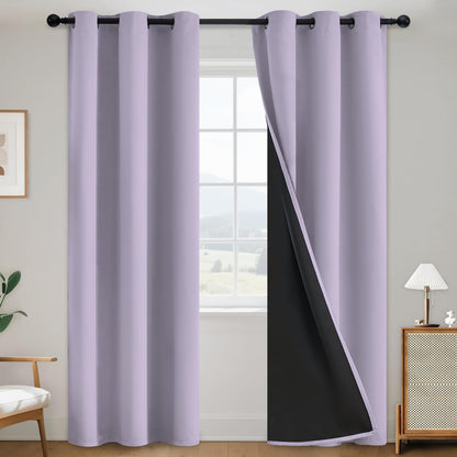 SimpleHome Cream 100% Blackout Curtains Room Darkening Living Room 84 Inch