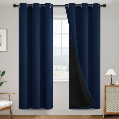 SimpleHome Cream 100% Blackout Curtains Room Darkening Living Room 84 Inch