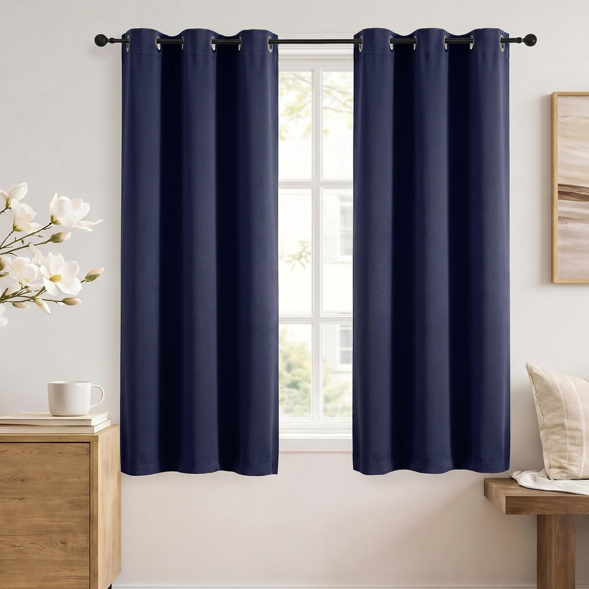 Simplebrand Sage Green Blackout Curtains 84 Inch Length 2 Panels Set for Bedroom/Living Room, Solid Room Darkening Thermal Insulated Grommet Energy Saving Window Treatment Drapes, Each 52" Wide