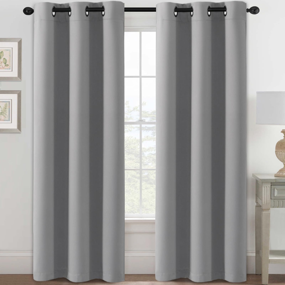 H.VERSAILTEX Blackout Curtains for Bedroom Thermal Insulated Room Darkening Living Room Curtains 63 Inch Long Grommet Privacy Protection Window Curtain Panels/Drapes for Nursery,2 Panels,Ivory/Cream