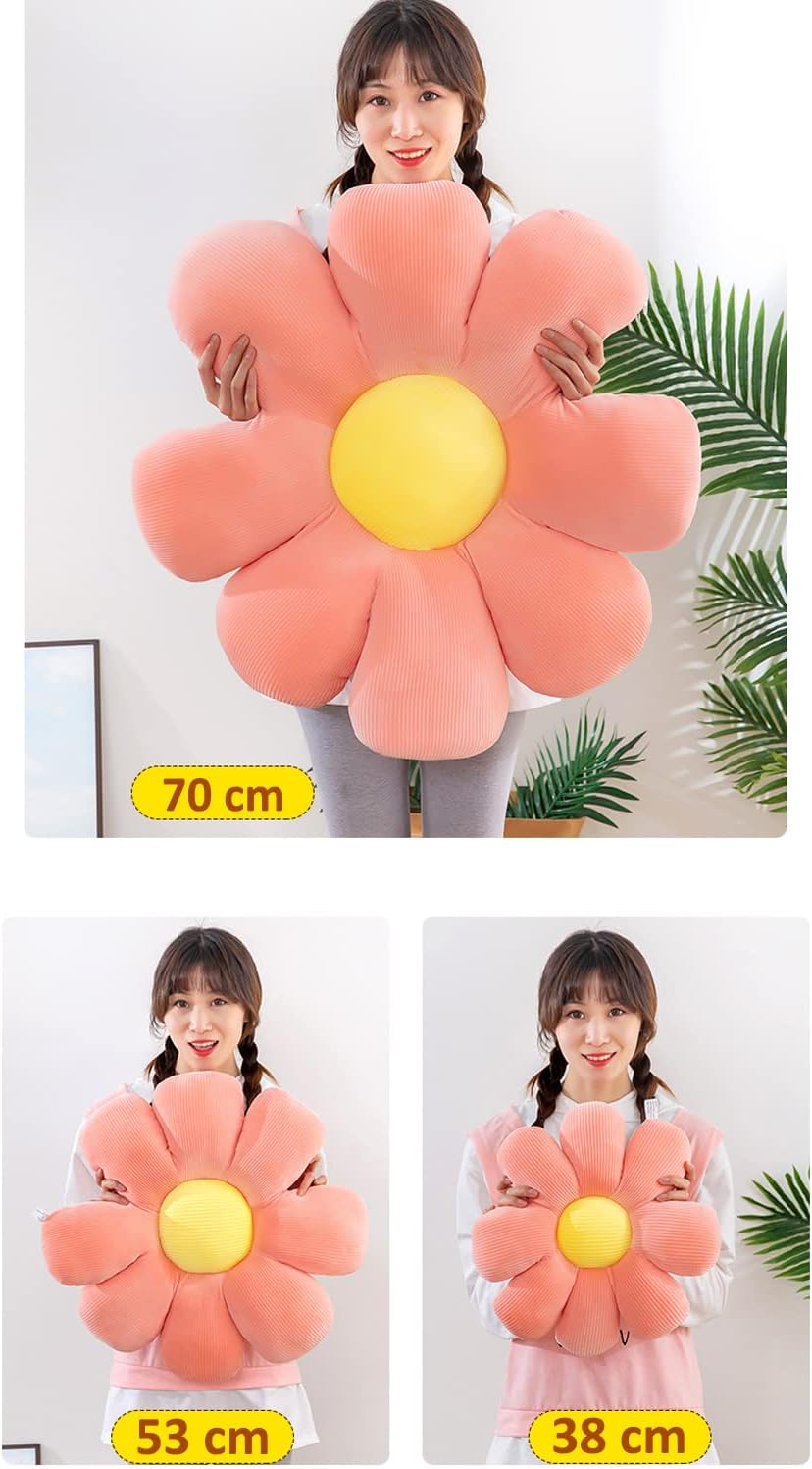 Flower Pillow, Flower Shaped Throw Pillow Floor Pillow Soft Seating Cushion Room Decor Plush Pillow for Bedroom, Sofa, Bed, Reading (15 inch, Green)