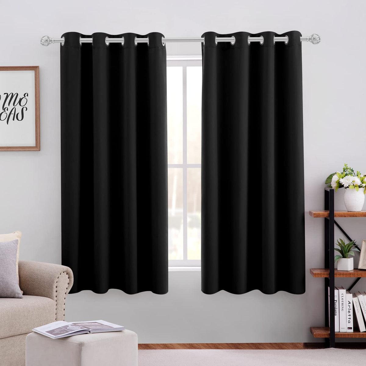 HOMEIDEAS Blackout Curtains for Bedroom 52 X 84 Inch Long 2 Panels Set Light Grey/Gray Room Darkening Curtains/Drapes, Soundproof Thermal Grommet Window Curtains for Living Room