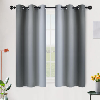 SimpleHome Ombre Black to Grey White Curtains for Living Room 52Wx84L