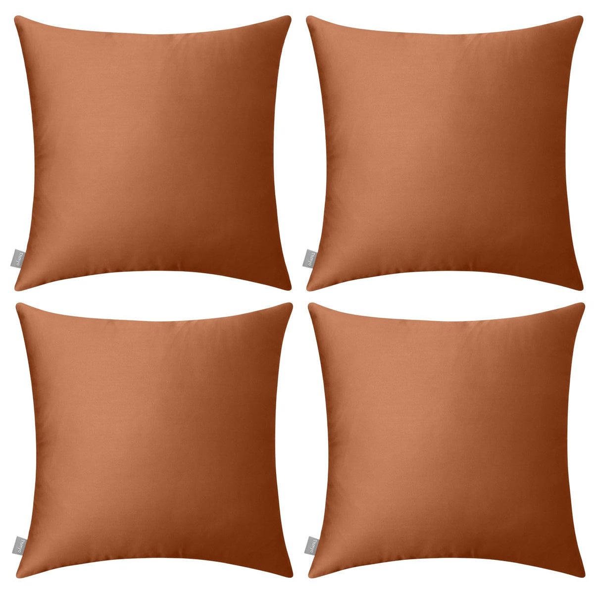 Thmyo 4-Pack 100% Cotton Solid Decorative Throw Pillow Case 18x18 Orange