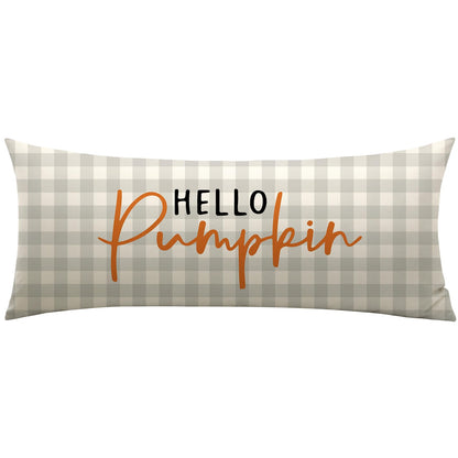 Artscope Hello Pumpkin Beige Lumbar Throw Pillow Cover 12x20 Inch Fall Decoration Cushion Cover Thanksgiving Farmhouse Pillow Case for Home Sofa Couch Decor
