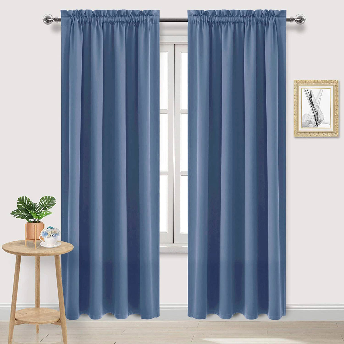 DWCN Blackout Curtains for Bedroom Living Room 42 x 63 Inch Long Black
