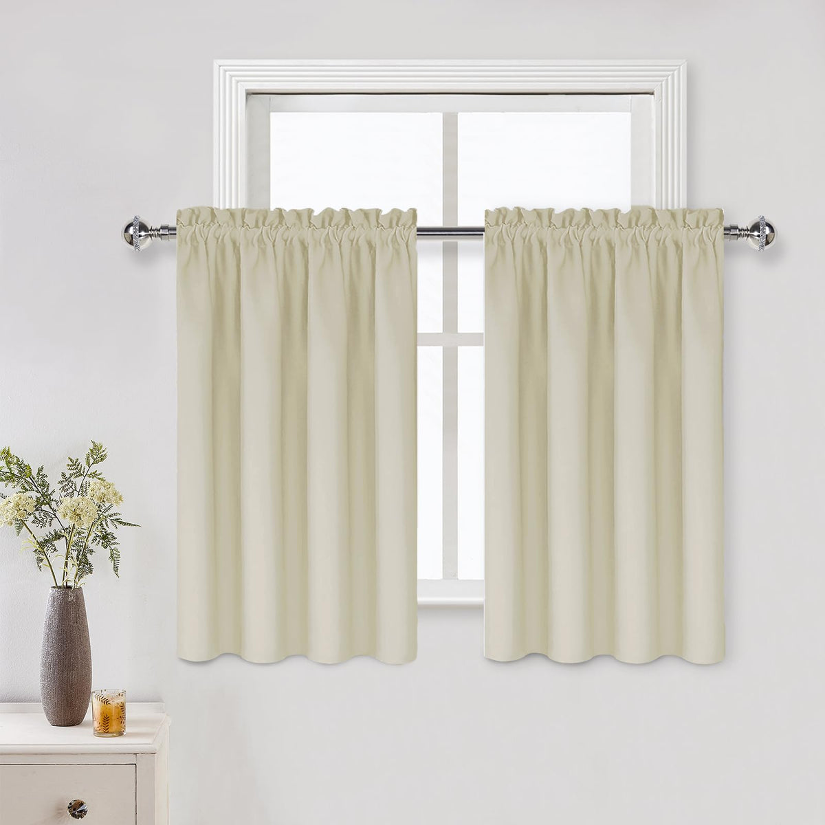 DWCN Blackout Curtains for Bedroom Living Room 42 x 63 Inch Long Black