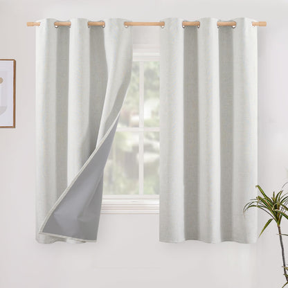YoungsTex Linen Blackout Curtains 63 Inch Length Bedroom Beige Darkening