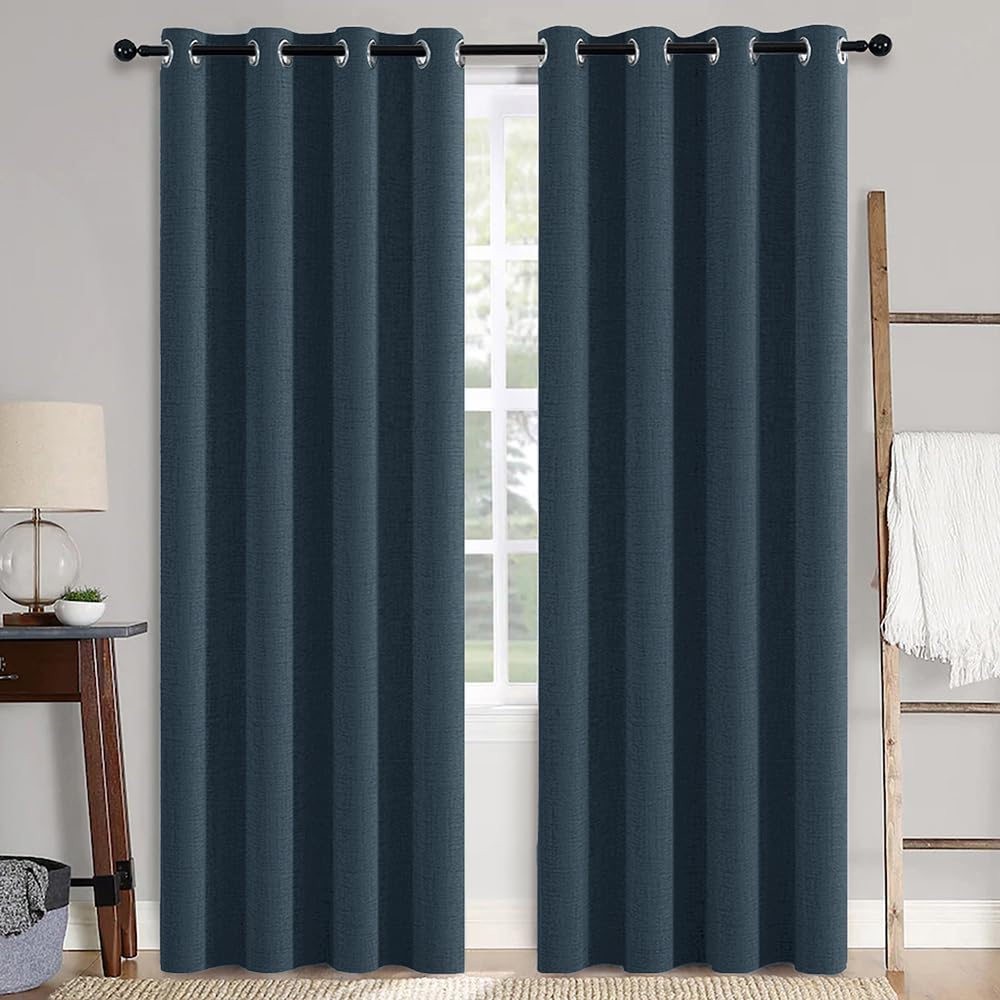 MIULEE 100% Blackout Linen Curtains for Bedroom 52x84 Inches Natural Beige