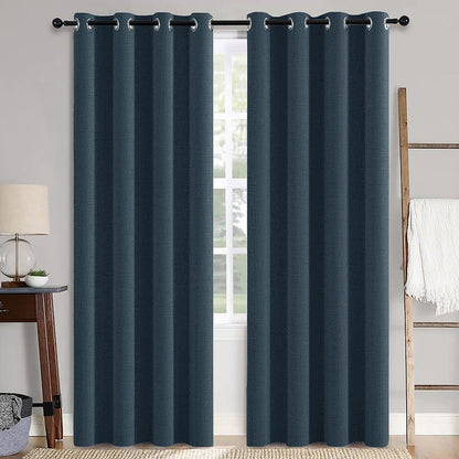 MIULEE 100% Blackout Linen Curtains for Bedroom 52x84 Inches Natural Beige
