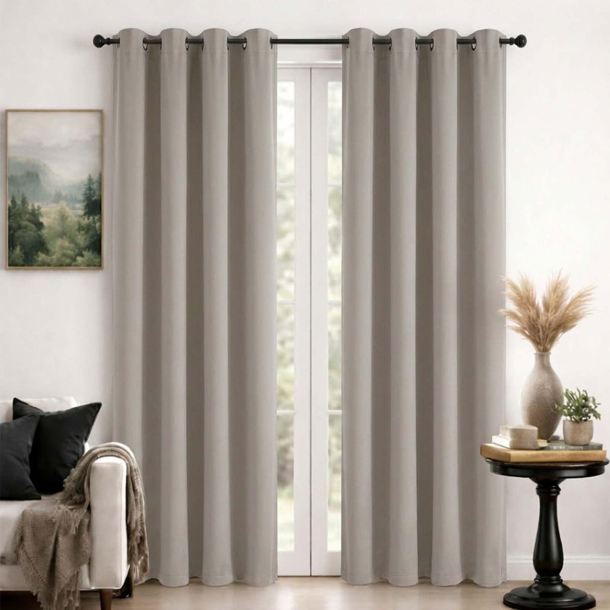 Simplebrand Sage Green Blackout Curtains 84 Inch Length 2 Panels Set for Bedroom/Living Room, Solid Room Darkening Thermal Insulated Grommet Energy Saving Window Treatment Drapes, Each 52" Wide