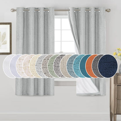 PrinceDeco Natural Linen Curtains 100% Blackout Linen Curtains for Bedroom Full Blackout Curtains 84 Inches Long Living Room Thermal Insulated Light Blocking Curtain Drapes White Backing, 2 Panels