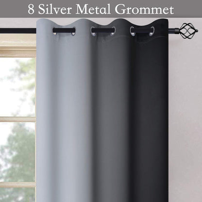 SimpleHome Ombre Black to Grey White Curtains for Living Room 52Wx84L