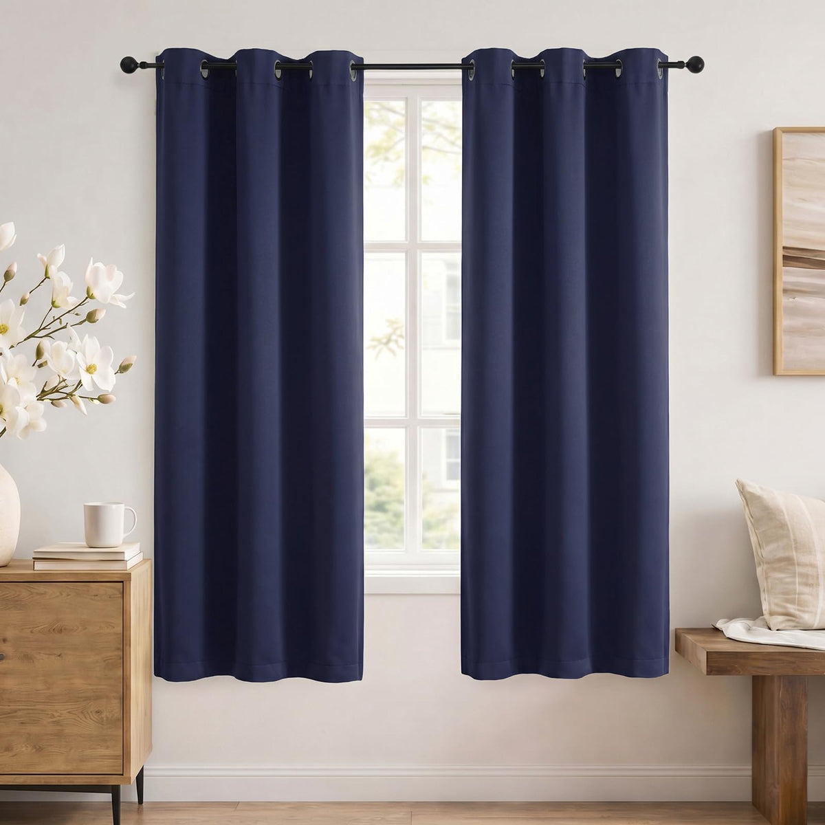Simplebrand Sage Green Blackout Curtains 84 Inch Length 2 Panels Set for Bedroom/Living Room, Solid Room Darkening Thermal Insulated Grommet Energy Saving Window Treatment Drapes, Each 52" Wide