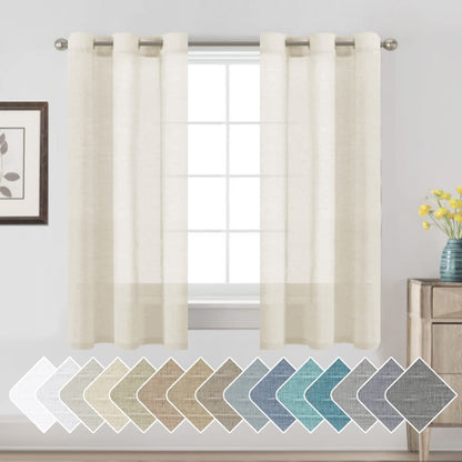 H.VERSAILTEX Natural Linen Sheer Curtains 84" 2 Panels Grommet