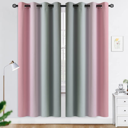 COSVIYA Grommet Room Darkening Ombre Purple Curtains W52xL63 inch