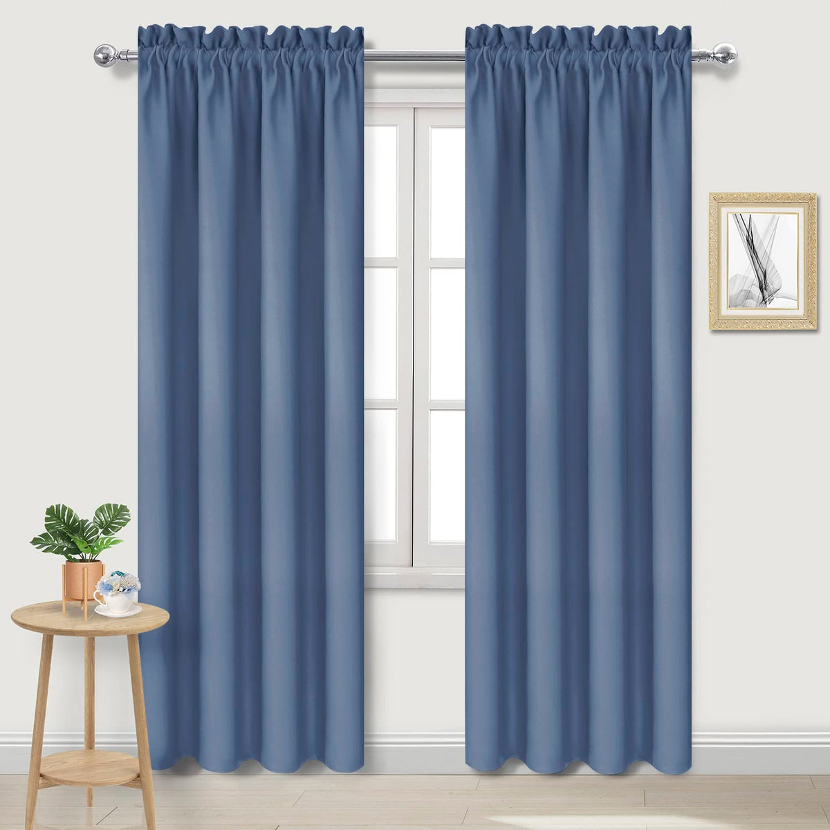 DWCN Blackout Curtains for Bedroom Living Room 42 x 63 Inch Long Black